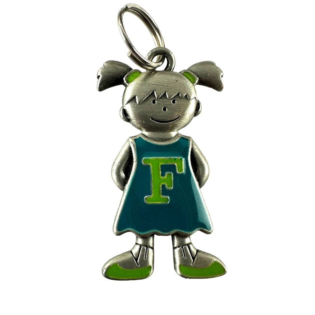 Ganz Silver Tone Enamel Charm Pendant Little Girl 